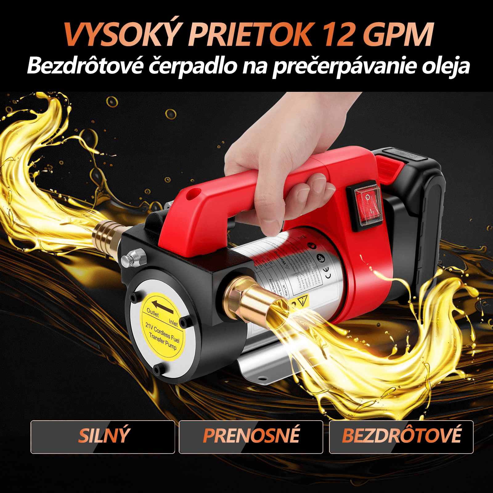 Súprava čerpadla na prečerpávanie paliva z batérie – Súprava elektrického čerpadla na prečerpávanie paliva s výkonom 12 GPM